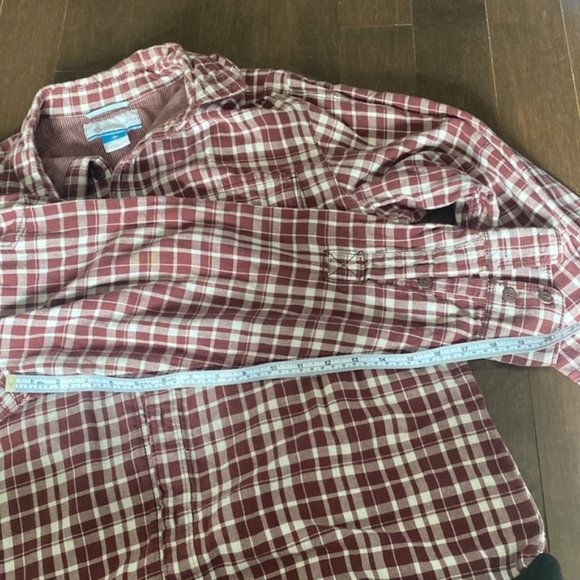 Columbia burgundy plaid button down shirt size large - Picture 4 of 6